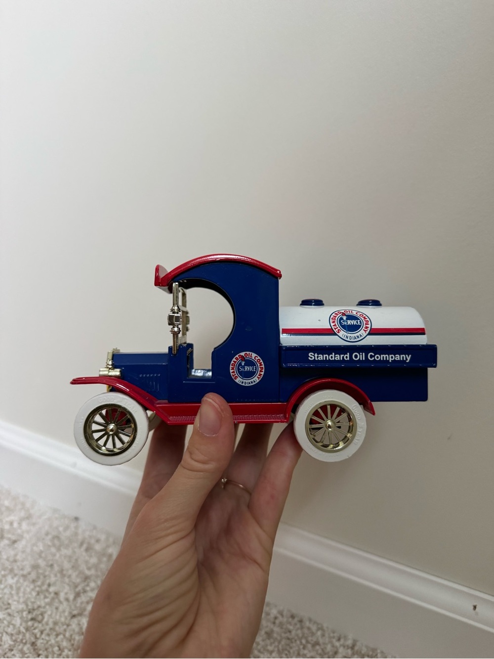Vintage-Style Blue & Red Toy Truck